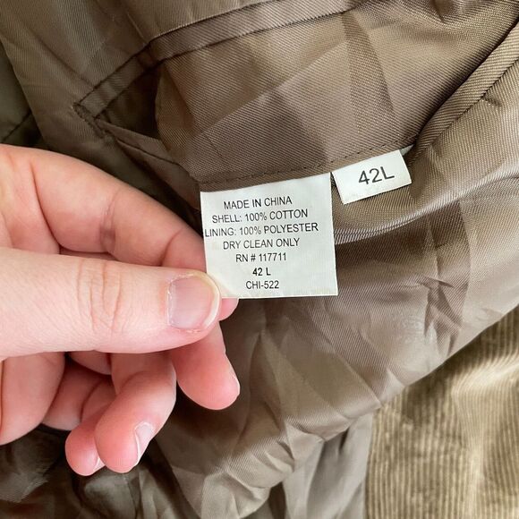 Alan Flusser Corduroy Sport Coat Mens 42L Brown Blazer Jacket Single Breasted - Picture 9 of 14